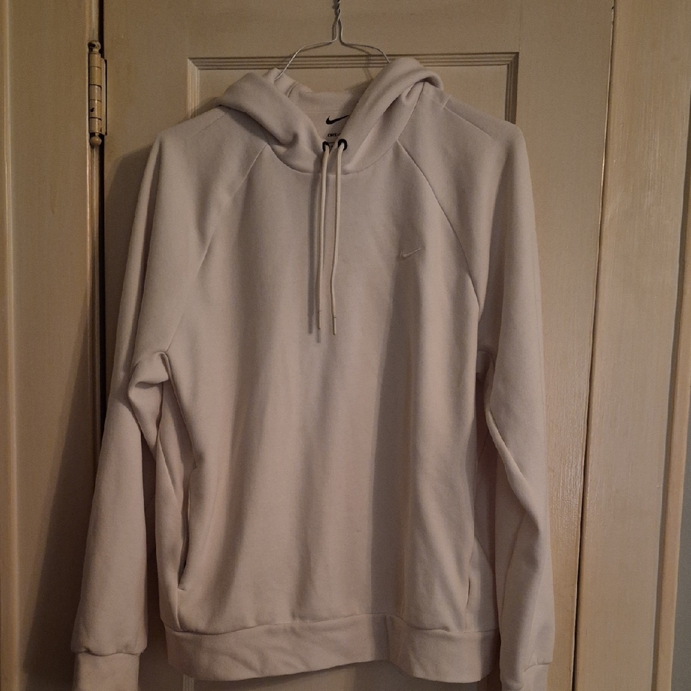 Nike Dri'Fit Men’s Off-White Hoodie With Zip-close Side Pockets- Size M